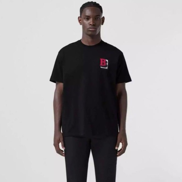 EUC Men’s Oversized Burberry 3D Logo Print Tee 100% Cotton In Black/White/Red - Picture 7 of 16